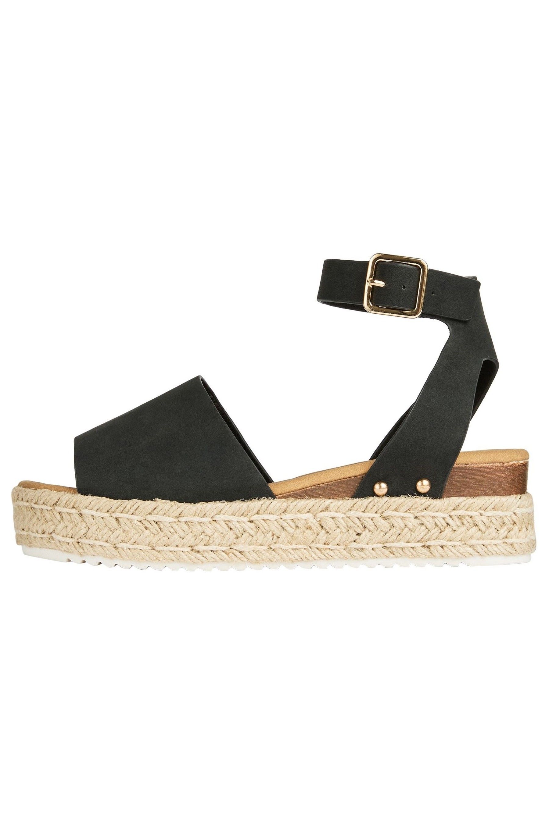 Buy Friends Like These Black Regular Fit Peep Toe Faux Suede Flatform Espadrille Sandal from Next Luxembourg