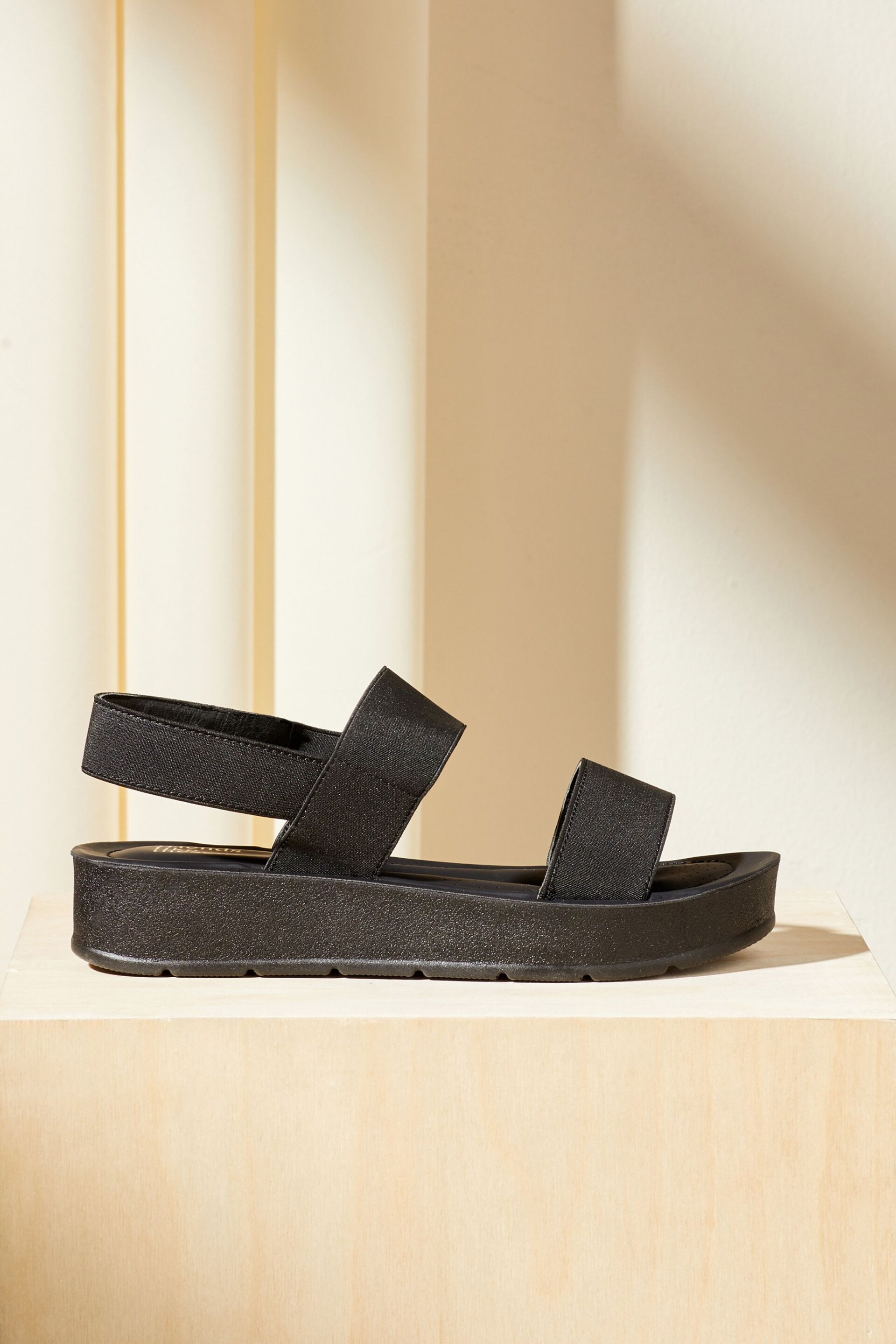 Friends Like These Black Comfort Elastic Strap Flatform Slingback Sandal - Image 2 of 4