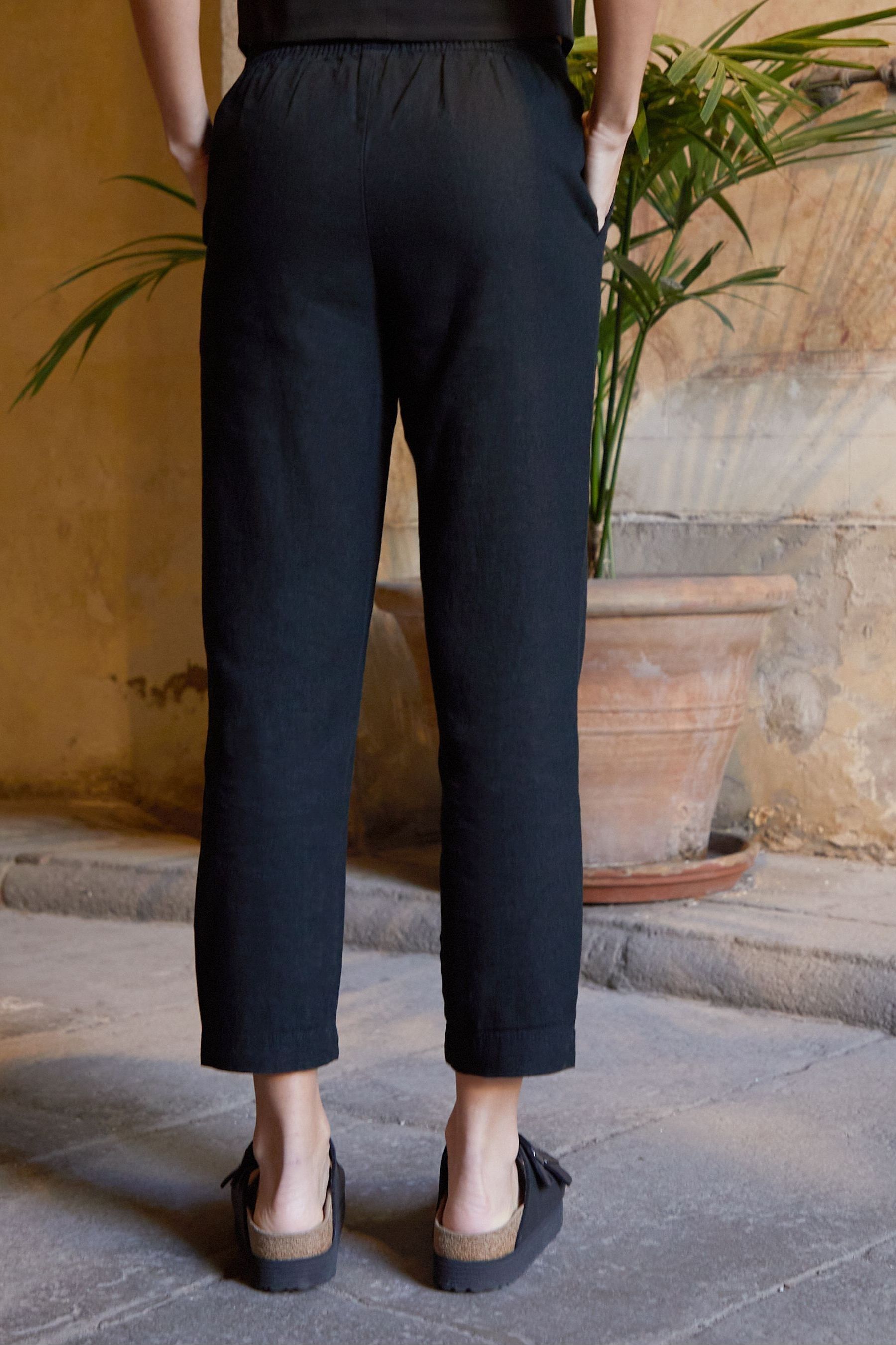Linen blend tapered trousers hot sale