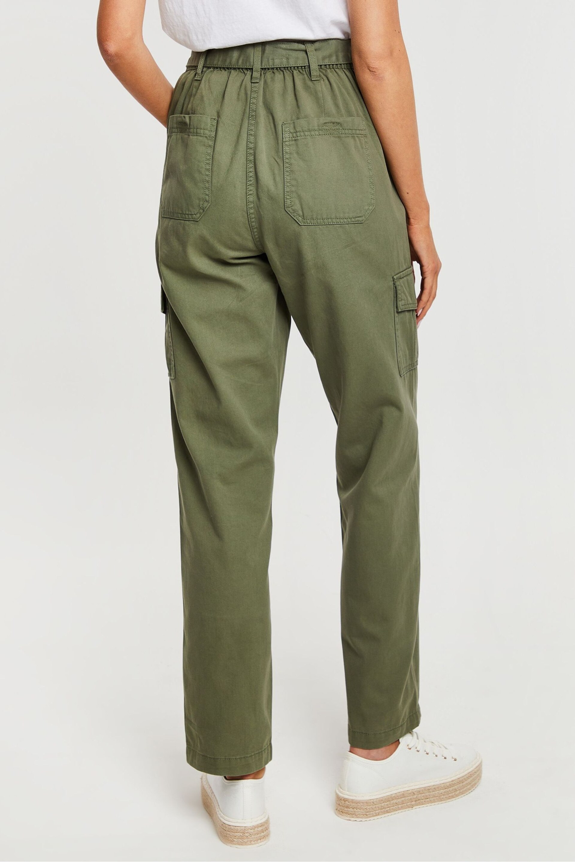 Threadbare Green Cargo Utility Straight Leg Belted Trousers - Image 2 of 4