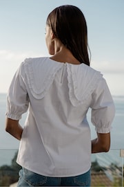 Threadbare White Oversized Frill Collar Blouse - Image 2 of 4