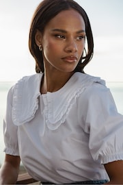 Threadbare White Oversized Frill Collar Blouse - Image 4 of 4