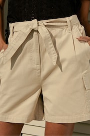 Threadbare Cream Cotton Belted Cargo Shorts - Image 4 of 4