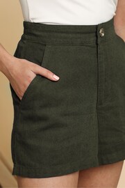 Threadbare Green Linen Blend Shorts - Image 4 of 4