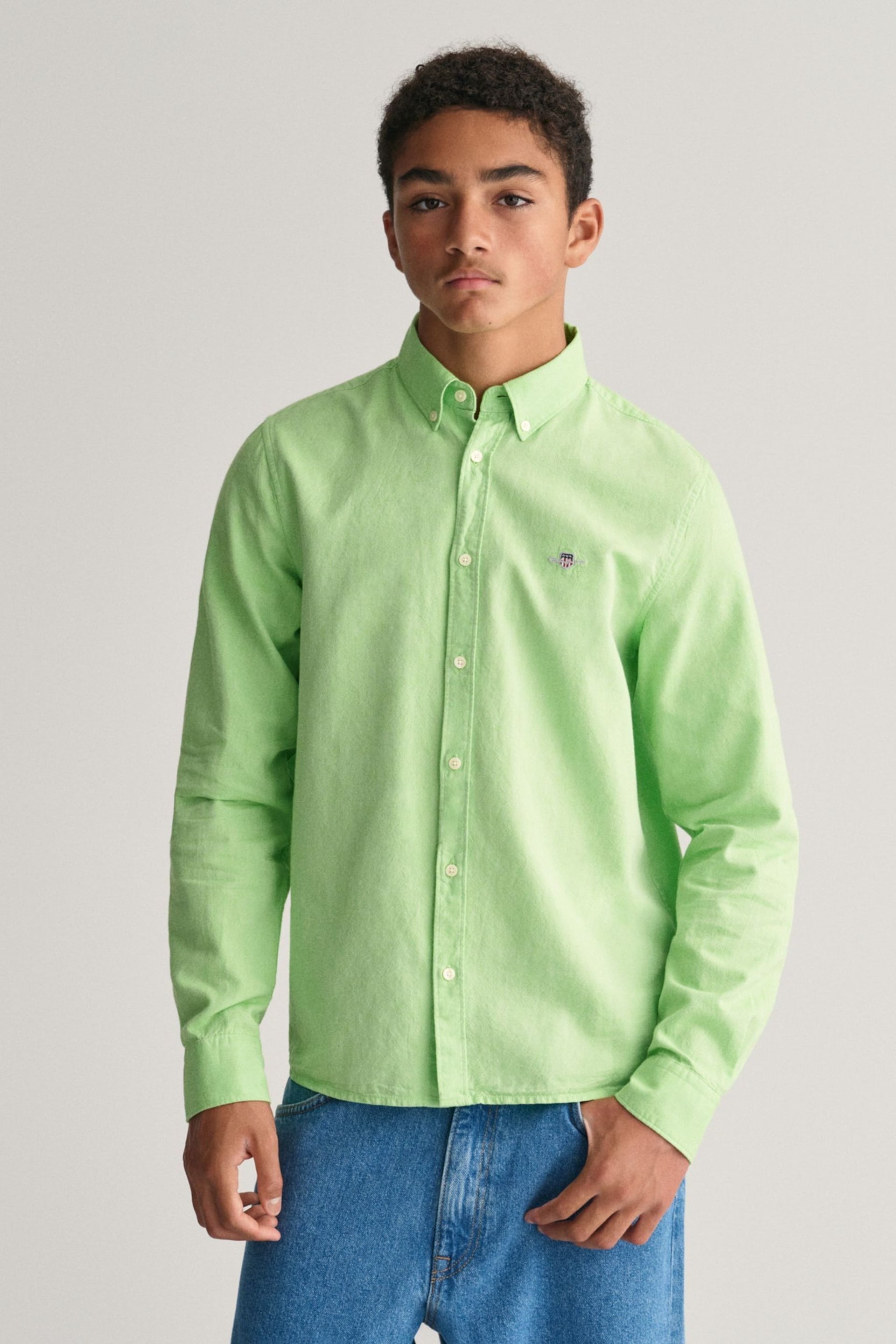 GANT Light Green Teens Shield Oxford Shirt - Image 1 of 6