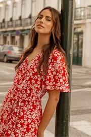 Threadbare Pink & Orange Button Down Midi Dress - Image 4 of 4