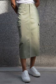 Threadbare Green Maxi Cargo Skirt - Image 2 of 5