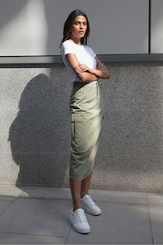 Threadbare Green Maxi Cargo Skirt - Image 4 of 5