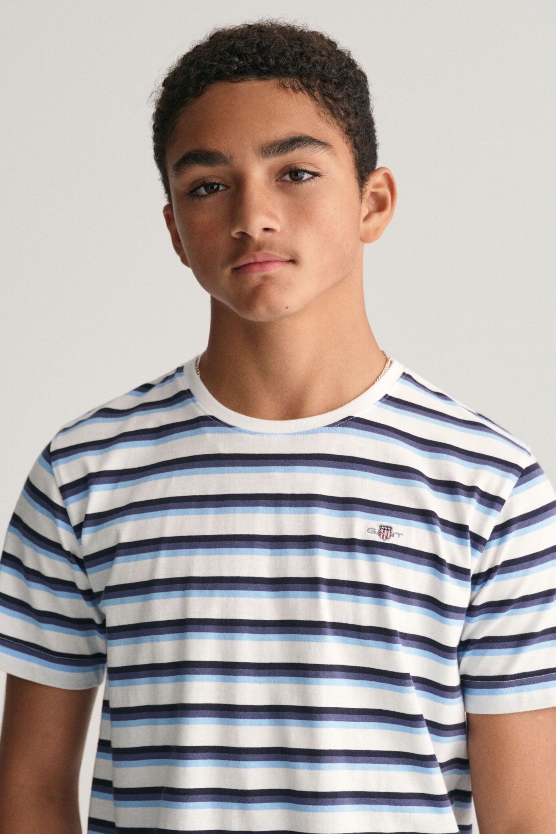 GANT White Shield Teens Striped T-Shirt - Image 4 of 5