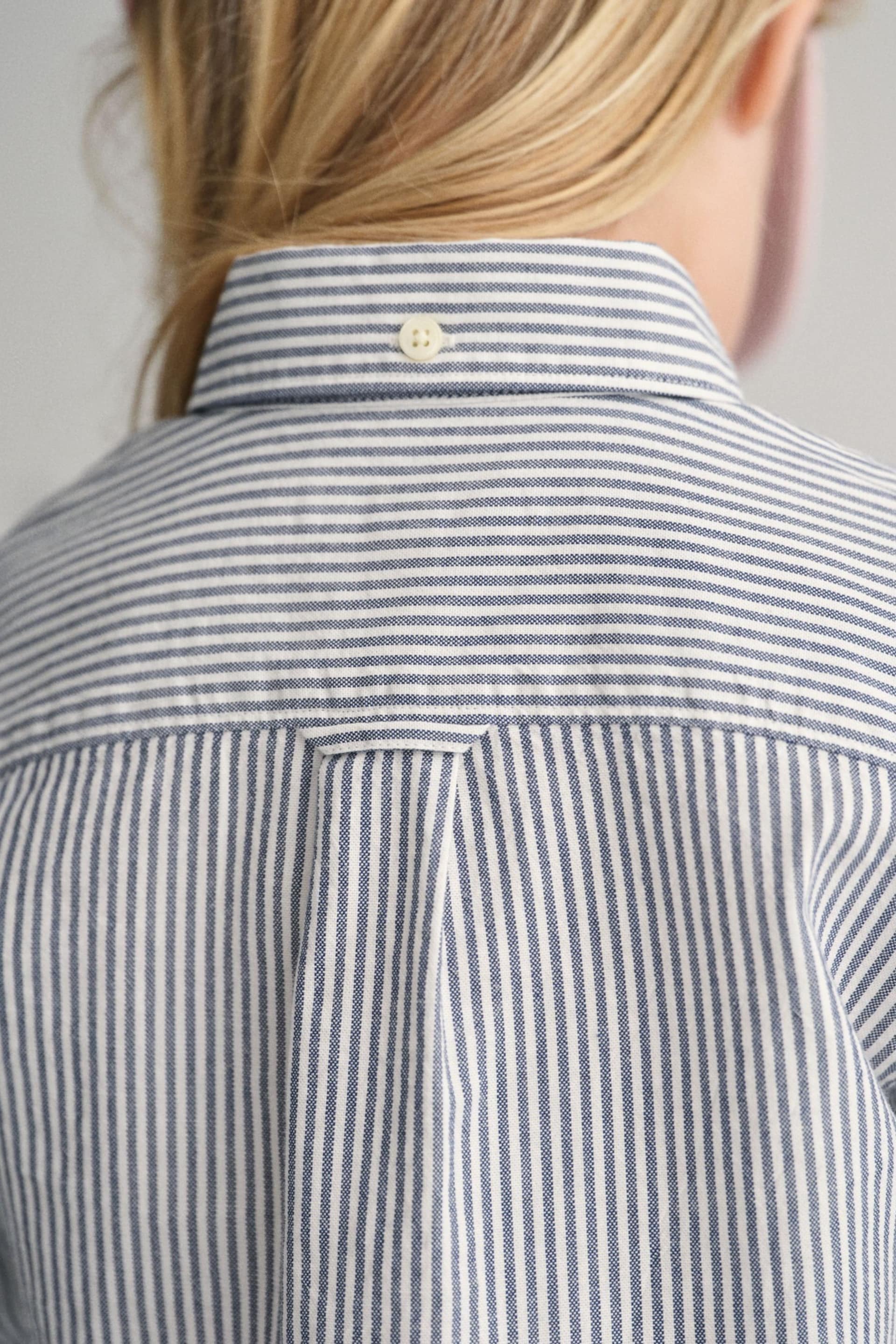GANT Blue Kids Shield Striped Oxford Shirt - Image 5 of 8