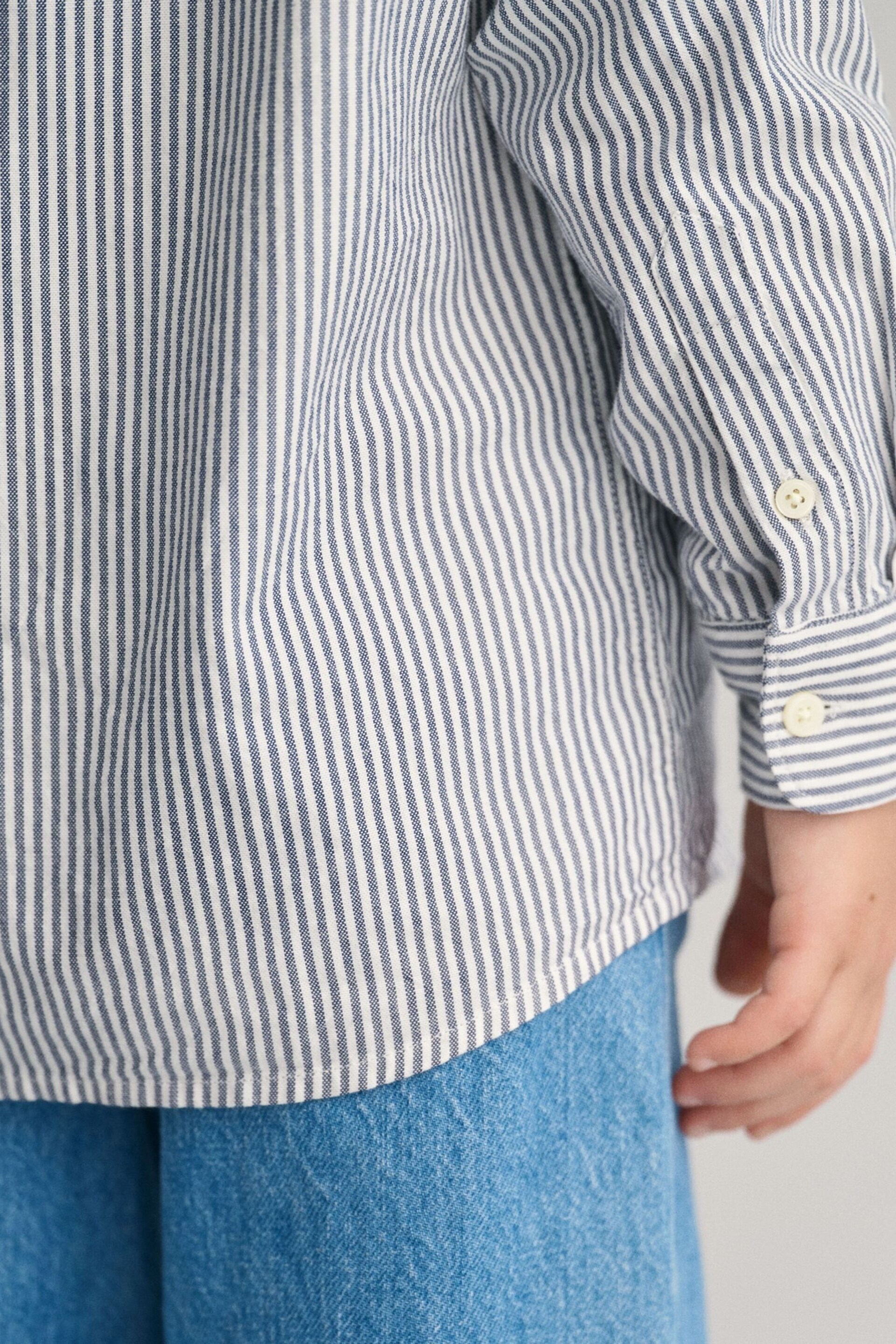 GANT Blue Kids Shield Striped Oxford Shirt - Image 6 of 8