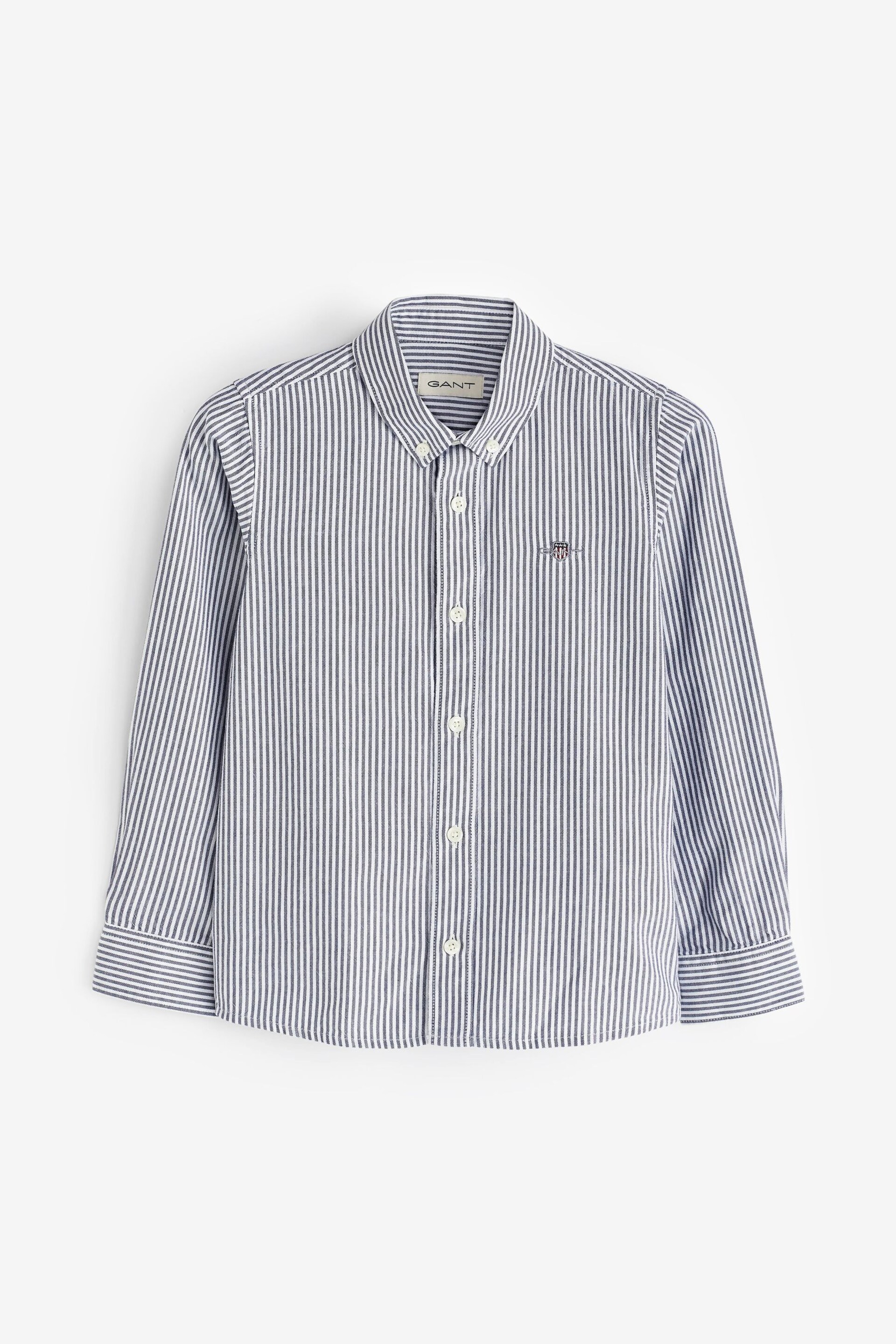 GANT Blue Kids Shield Striped Oxford Shirt - Image 7 of 8