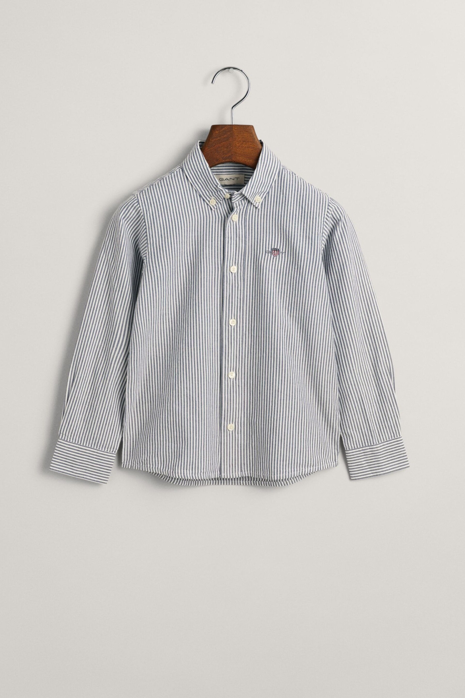 GANT Blue Kids Shield Striped Oxford Shirt - Image 8 of 8