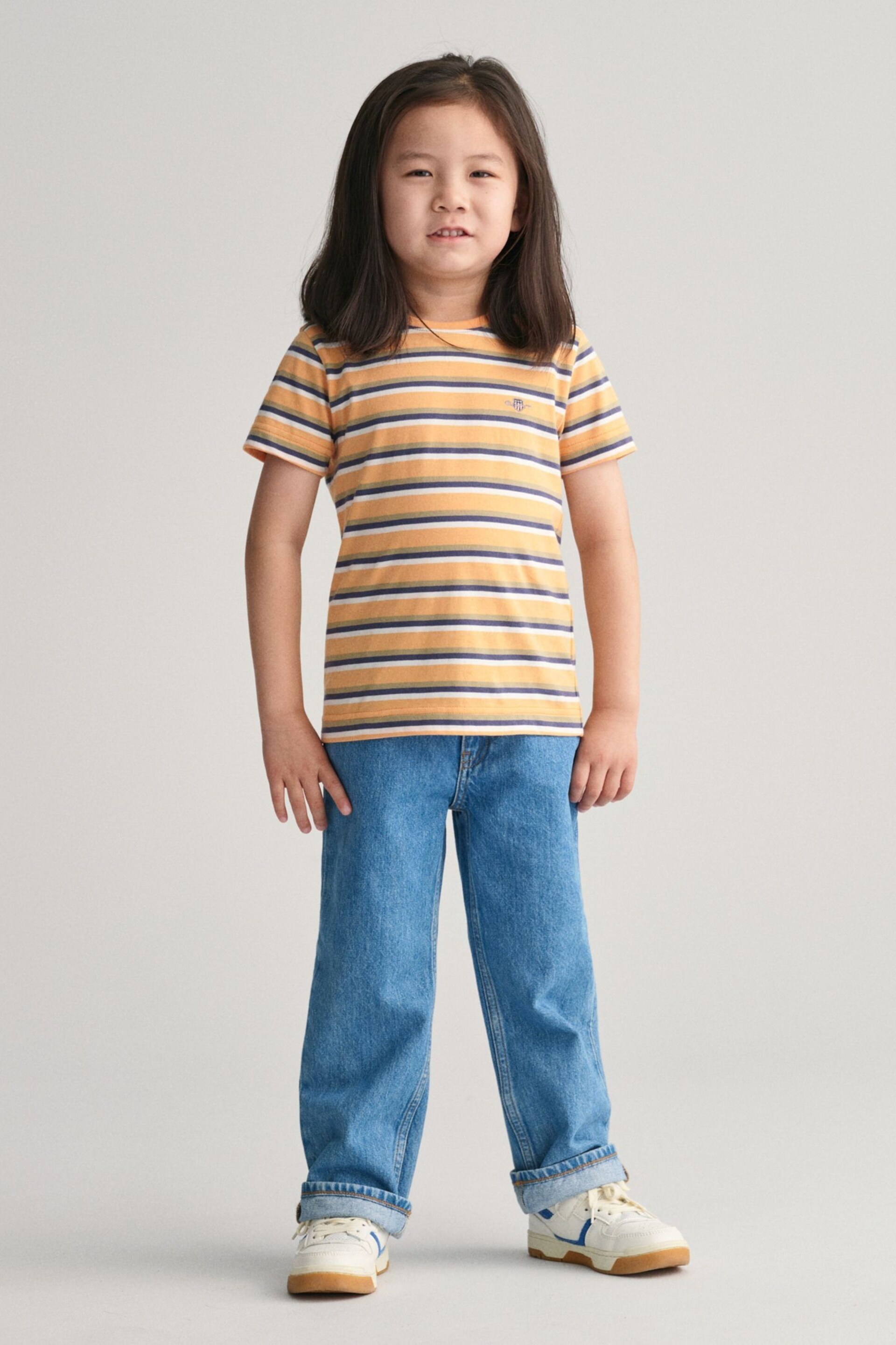 GANT Orange Kids Shield Striped T-Shirt - Image 3 of 6