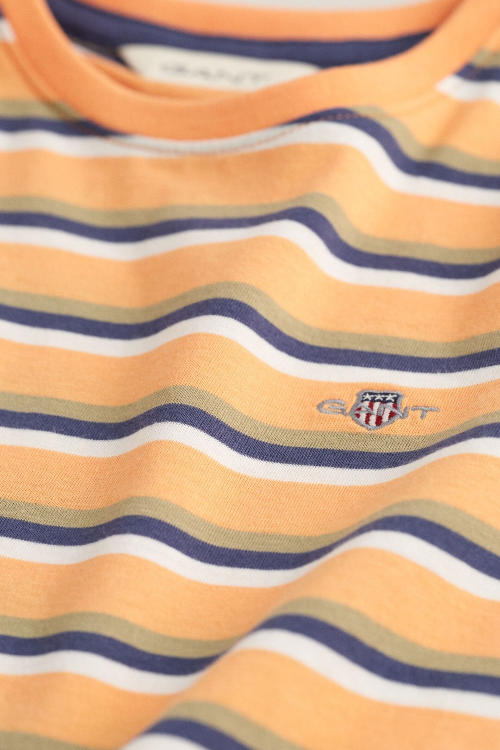GANT Orange Kids Shield Striped T-Shirt - Image 6 of 6