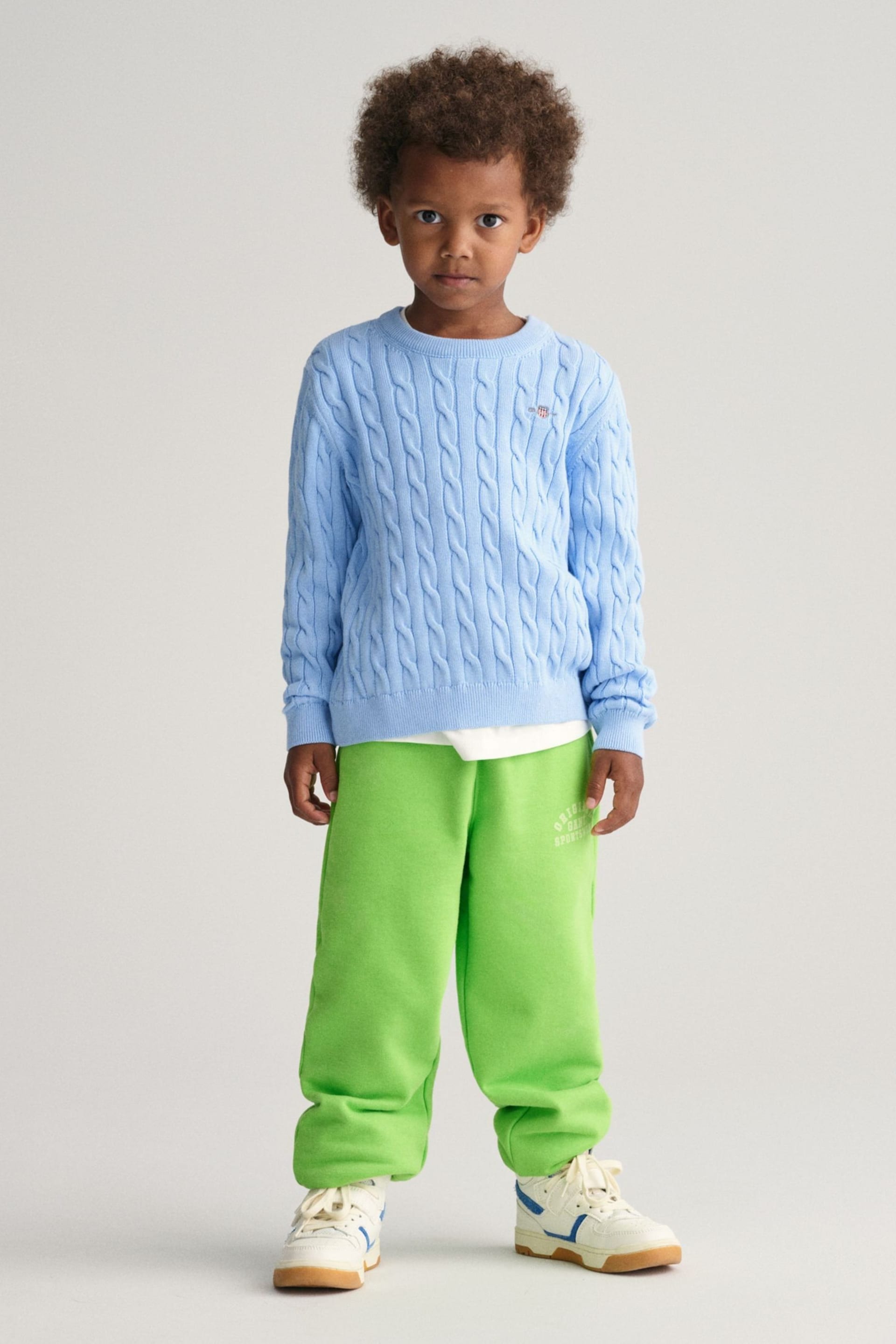 GANT Kids Shield Cotton Cable Knit Crew Neck Sweater - Image 3 of 6
