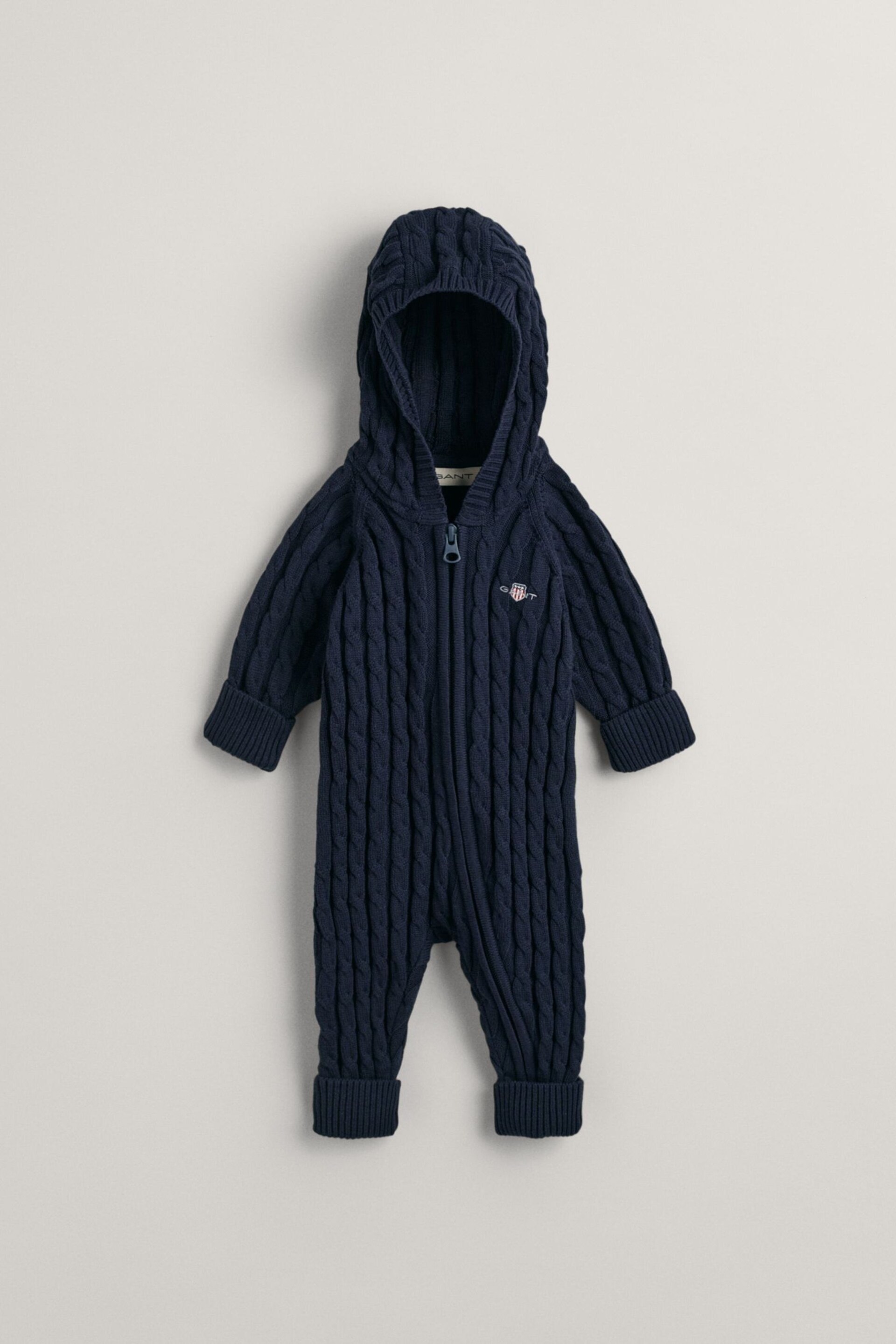 GANT Blue Baby Shield Cotton Cable Knit One-Piece - Image 1 of 5