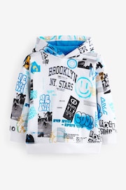 White/Blue All Over Graffiti Print Graphic Hoodie (3-16yrs) - Image 1 of 4