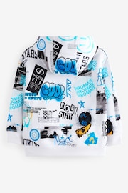 White/Blue All Over Graffiti Print Graphic Hoodie (3-16yrs) - Image 2 of 4