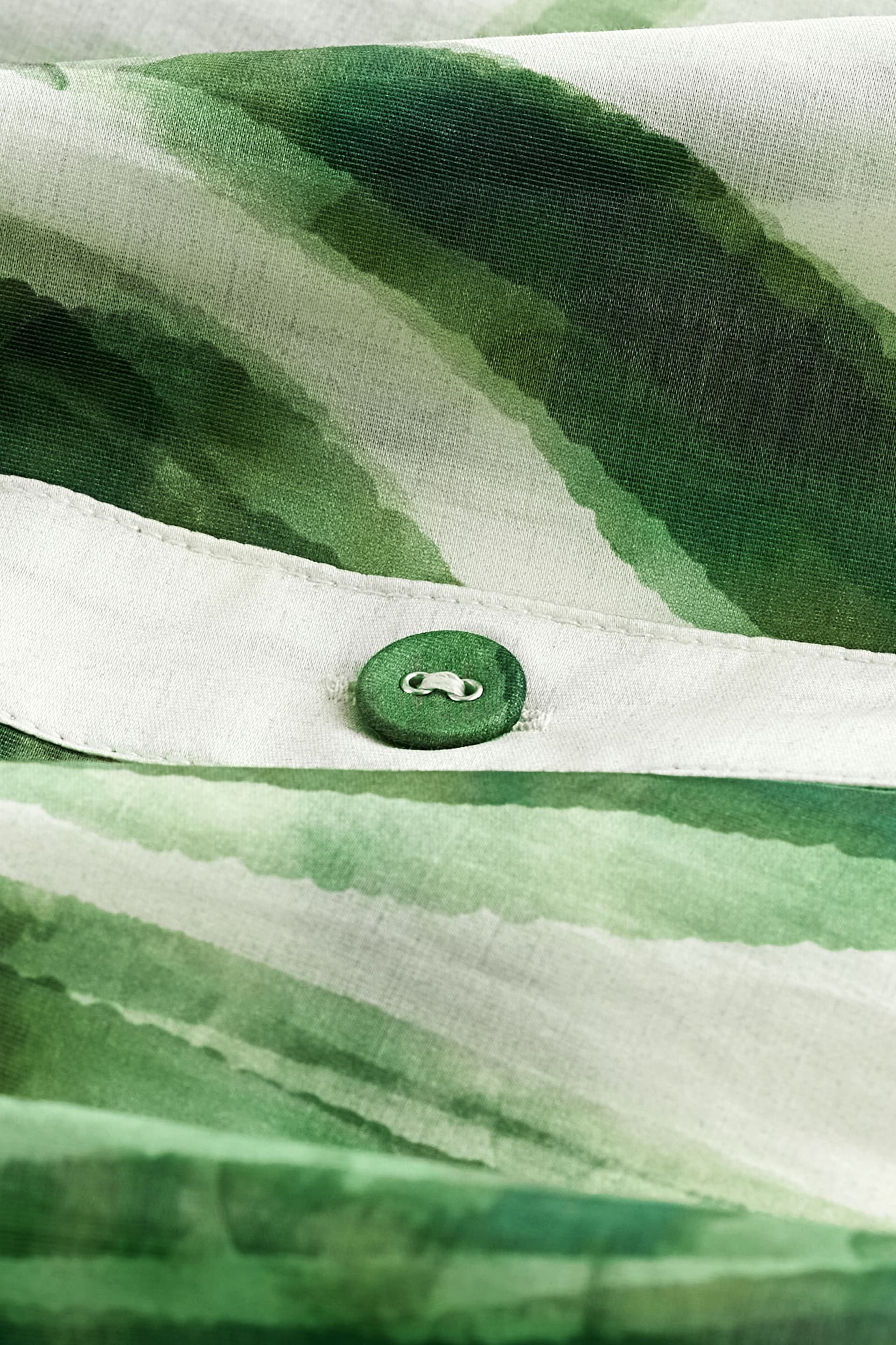 Green Leaf Print Short Sleeve V-Neck Buttoned Front Blouse - Image 6 of 6