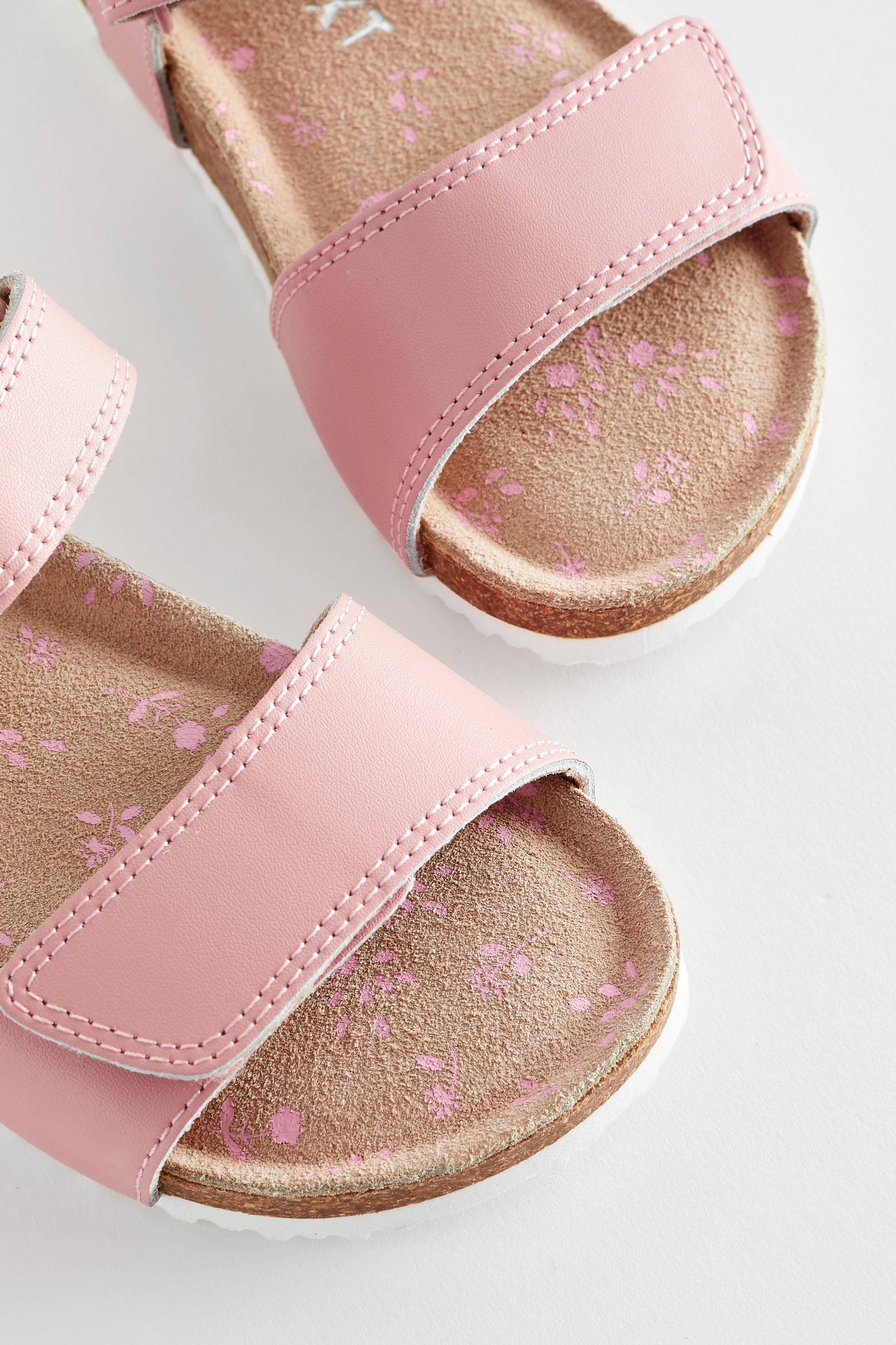 Pink Wide Fit G Leather Corkbed Sandals