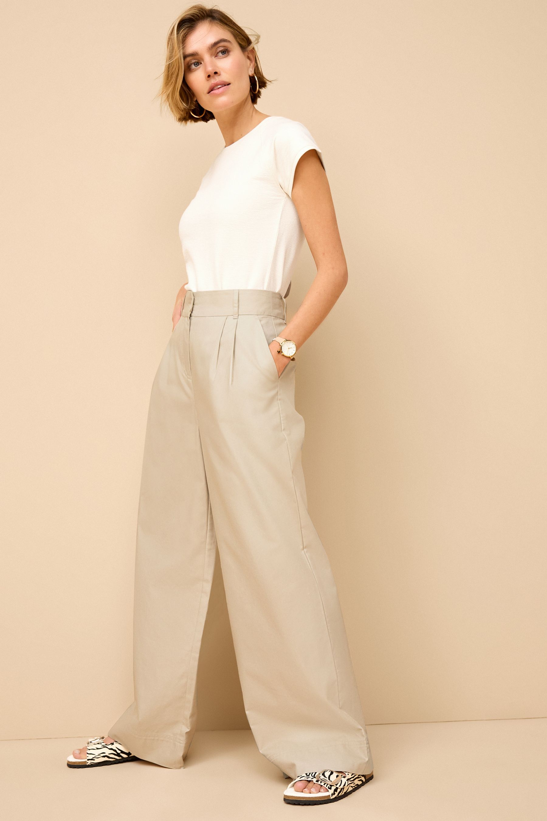Ladies smart wide leg trousers cheap