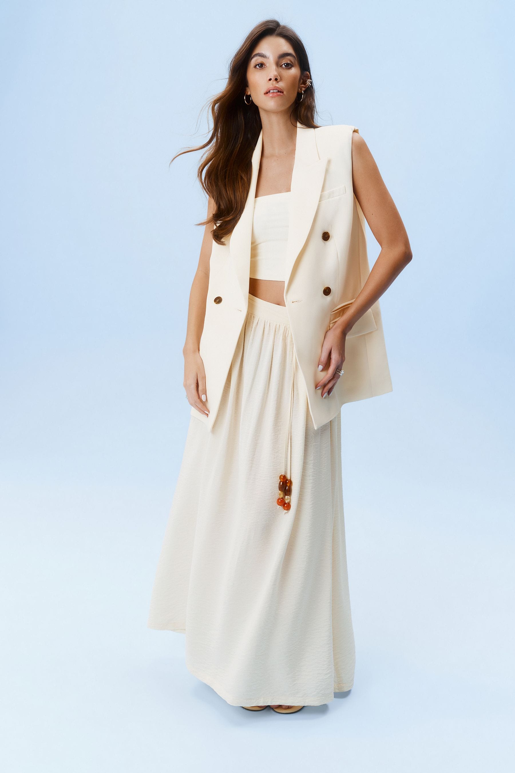 White flowy skirt vest clearance