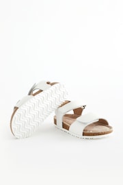 White Wide Fit (G) Leather Corkbed Sandals - Image 4 of 6