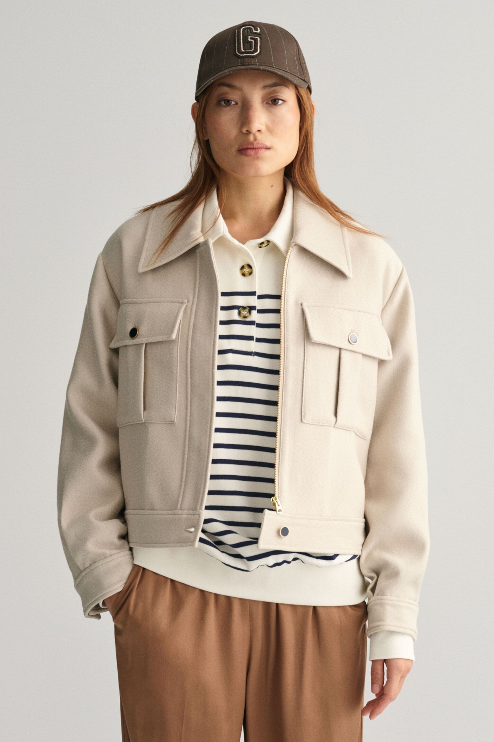 GANT Cream Textured Jacket - Image 1 of 7