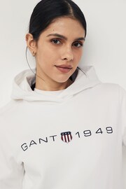 GANT White Archive Shield Print Hoodie - Image 3 of 6