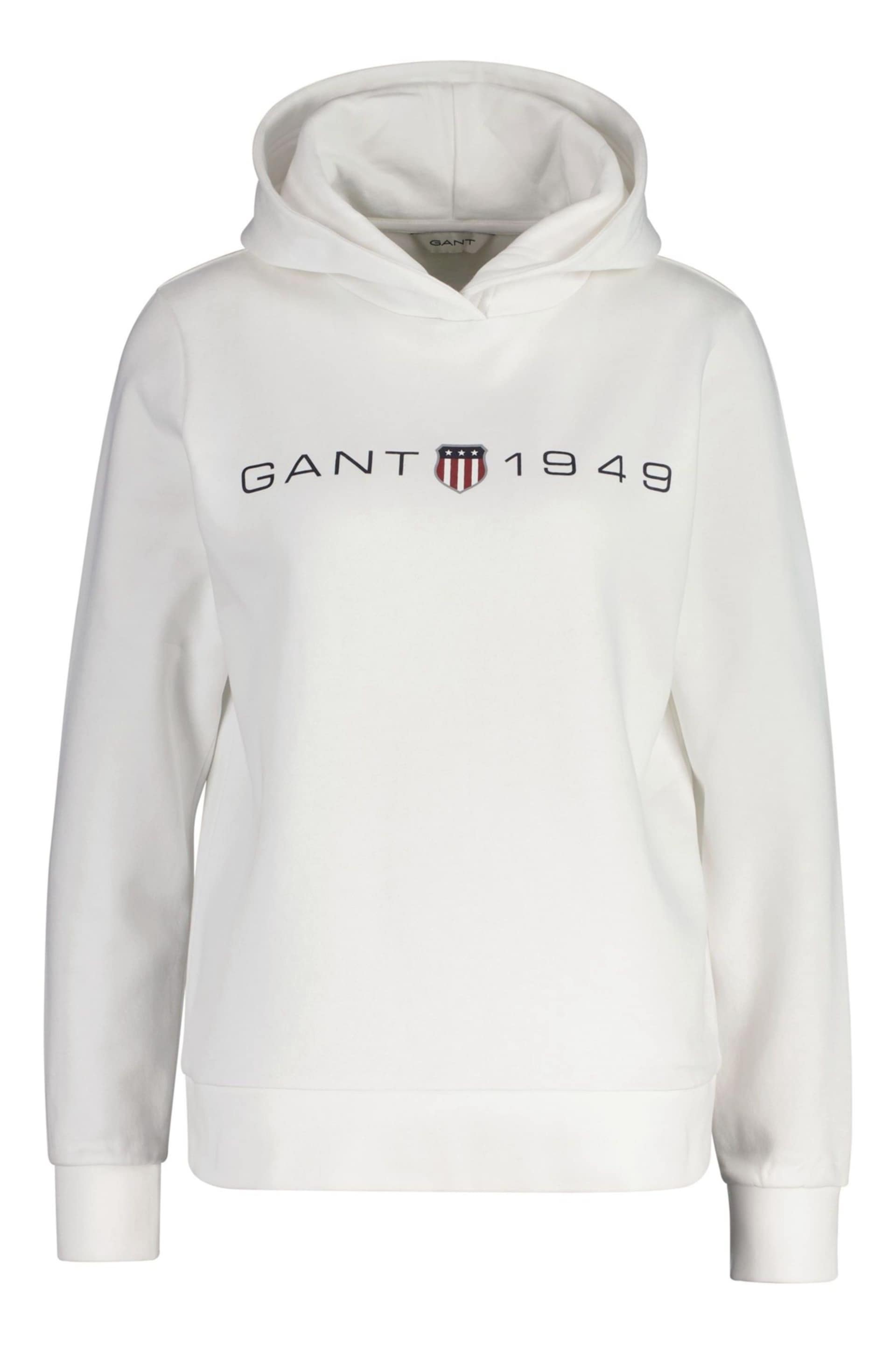 GANT White Archive Shield Print Hoodie - Image 4 of 6