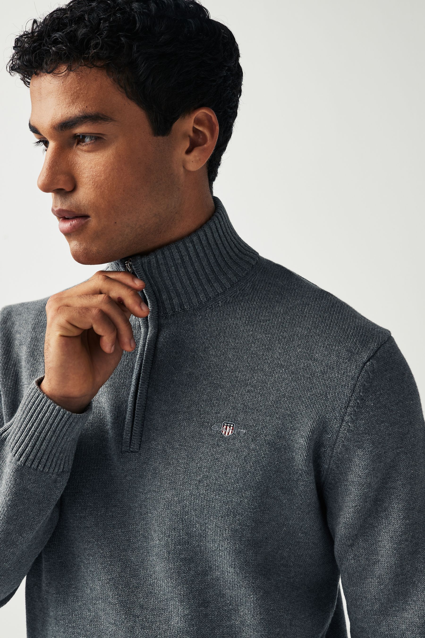 Buy GANT Grey Casual 100 Cotton Half Zip Jumper from Next Luxembourg