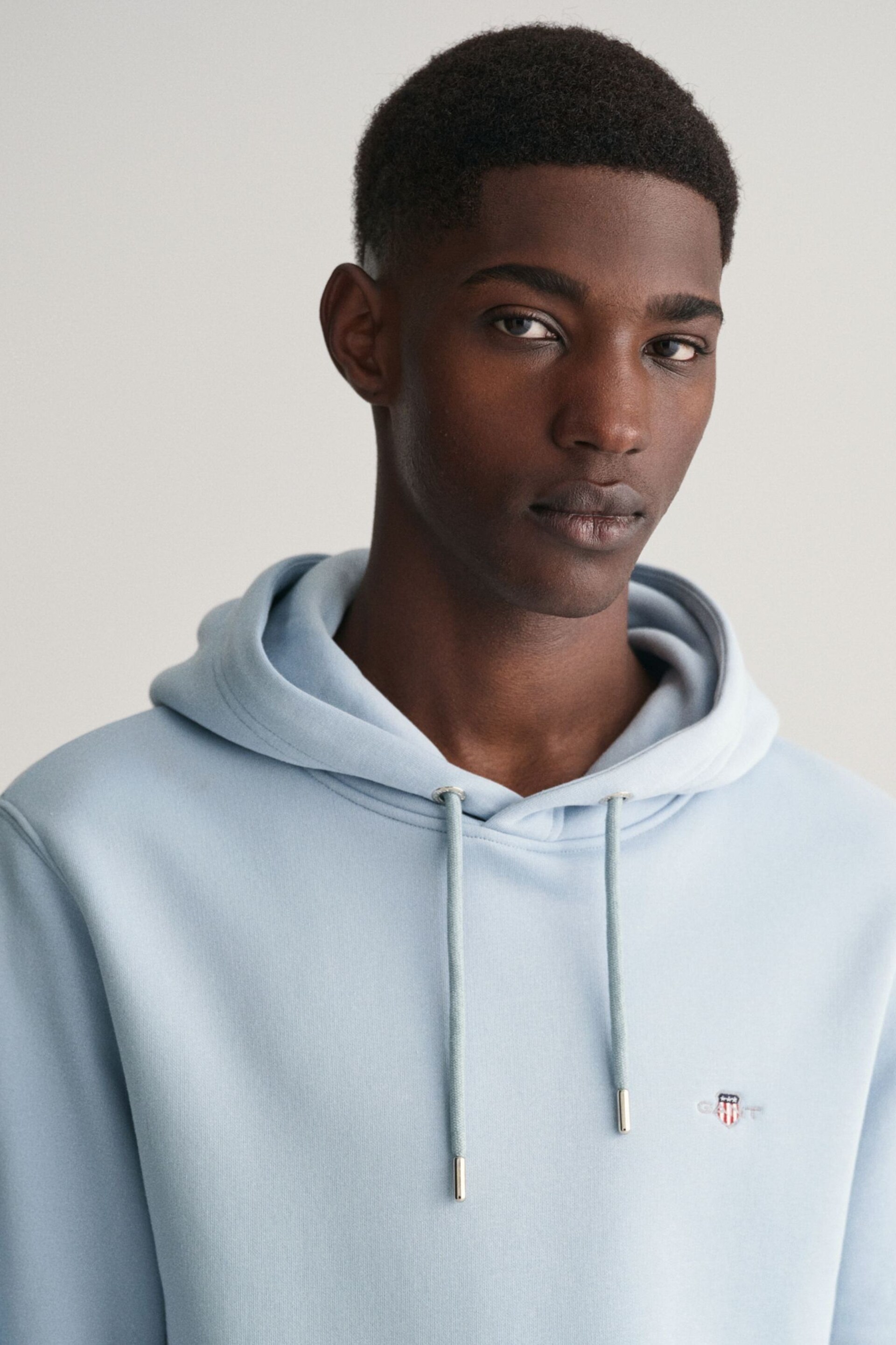 GANT Blue Regular Fit Shield Logo Hoodie - Image 4 of 5