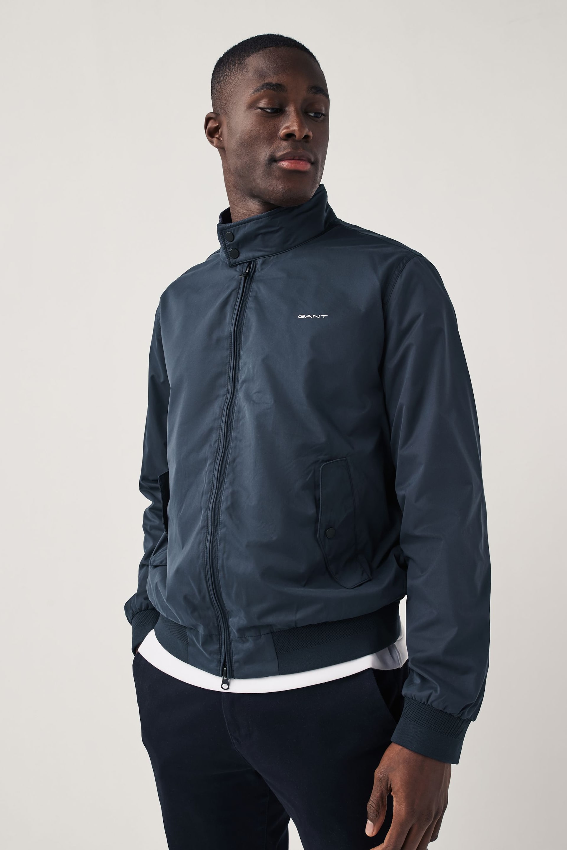 GANT Blue Lightweight Water Repellent Harrington Jacket - Image 1 of 8