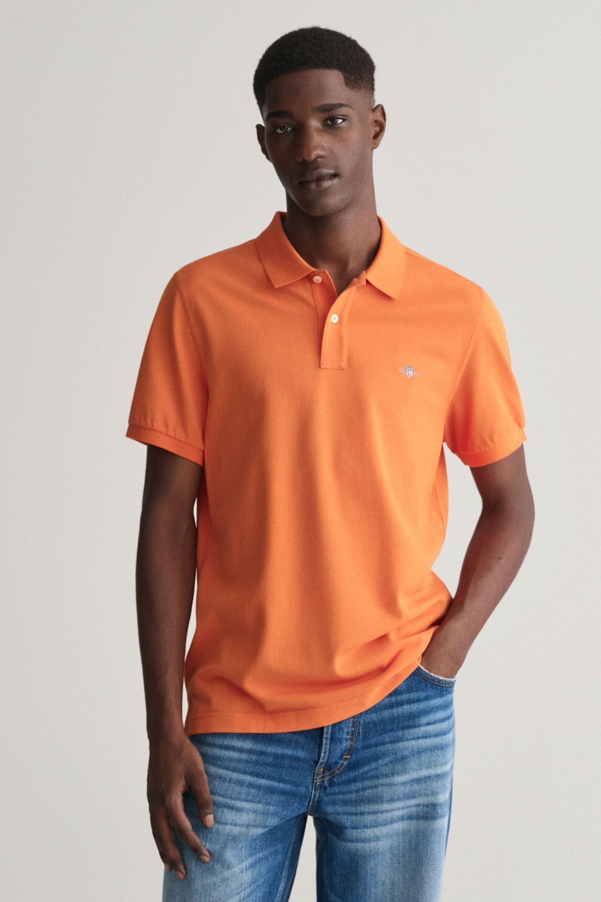 GANT Orange Regular Shield Polo Shirt - Image 1 of 5