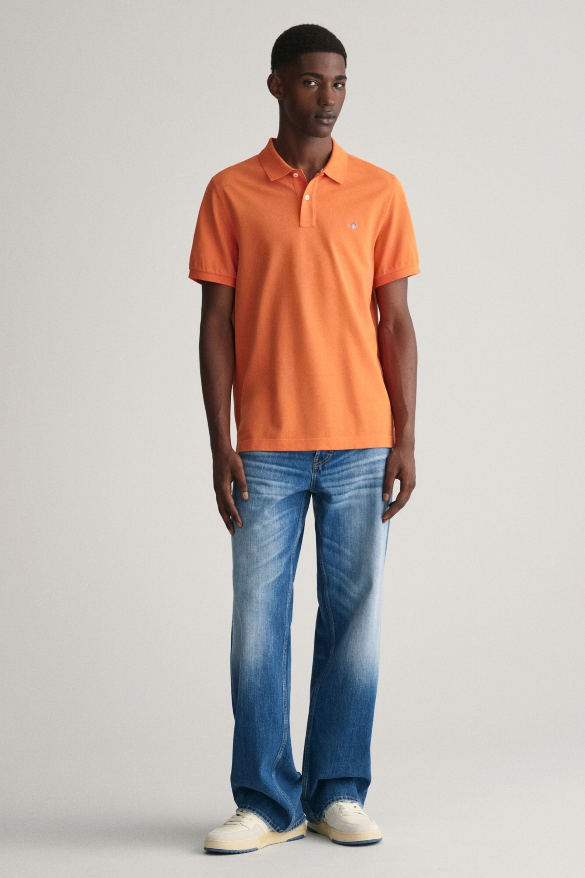 GANT Orange Regular Shield Polo Shirt - Image 3 of 5