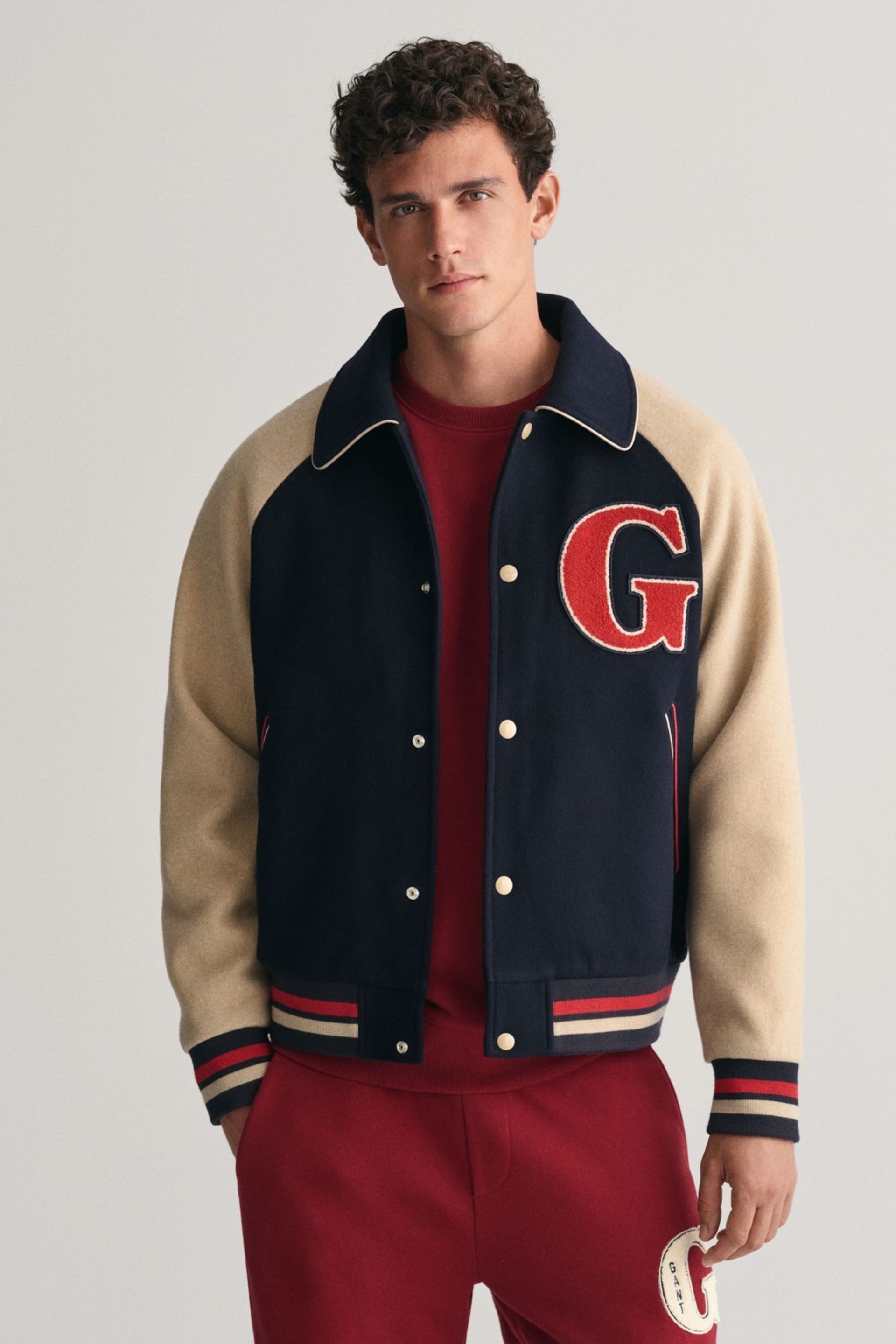 GANT Blue Wool Varsity Jacket - Image 1 of 8