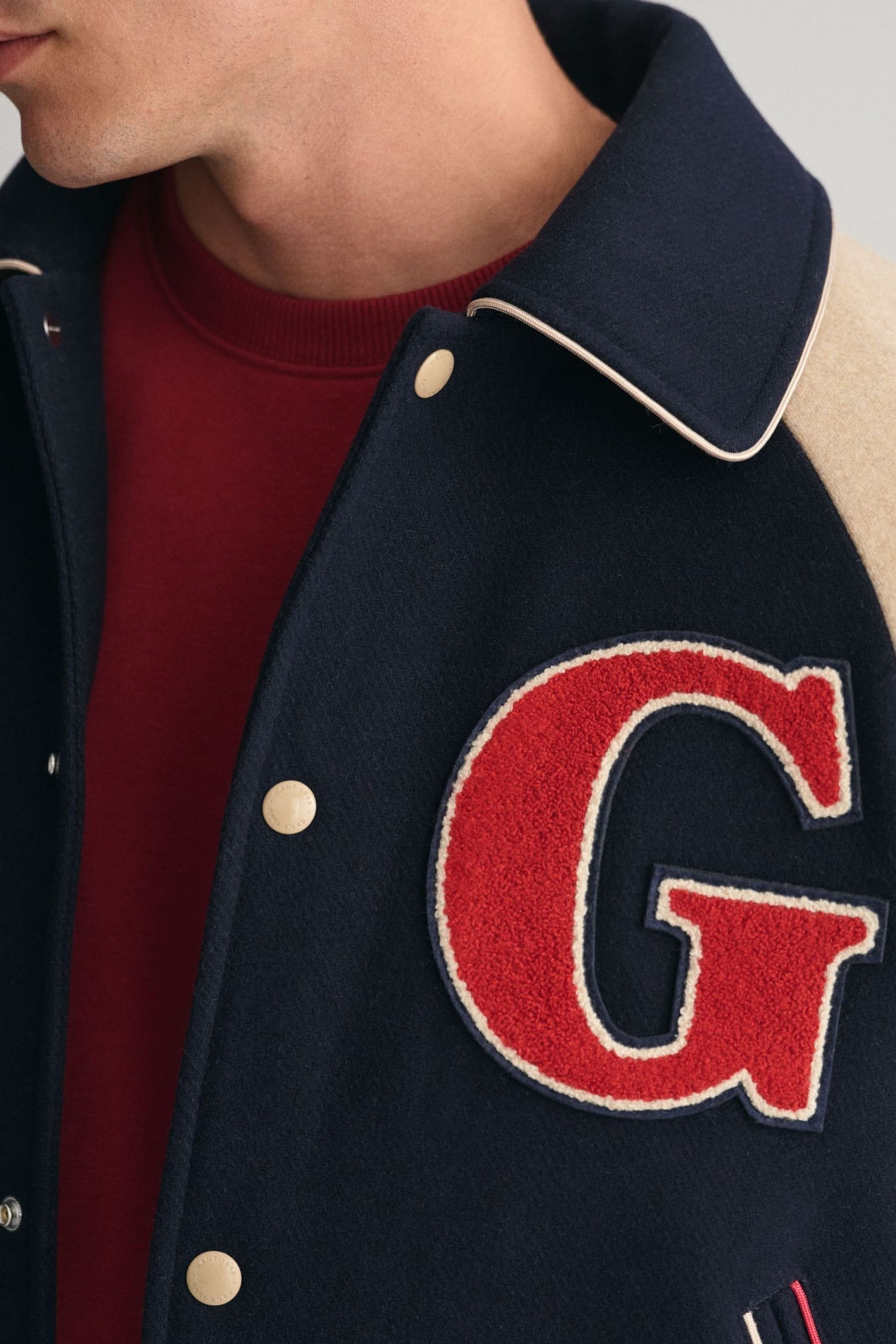 GANT Blue Wool Varsity Jacket - Image 7 of 8