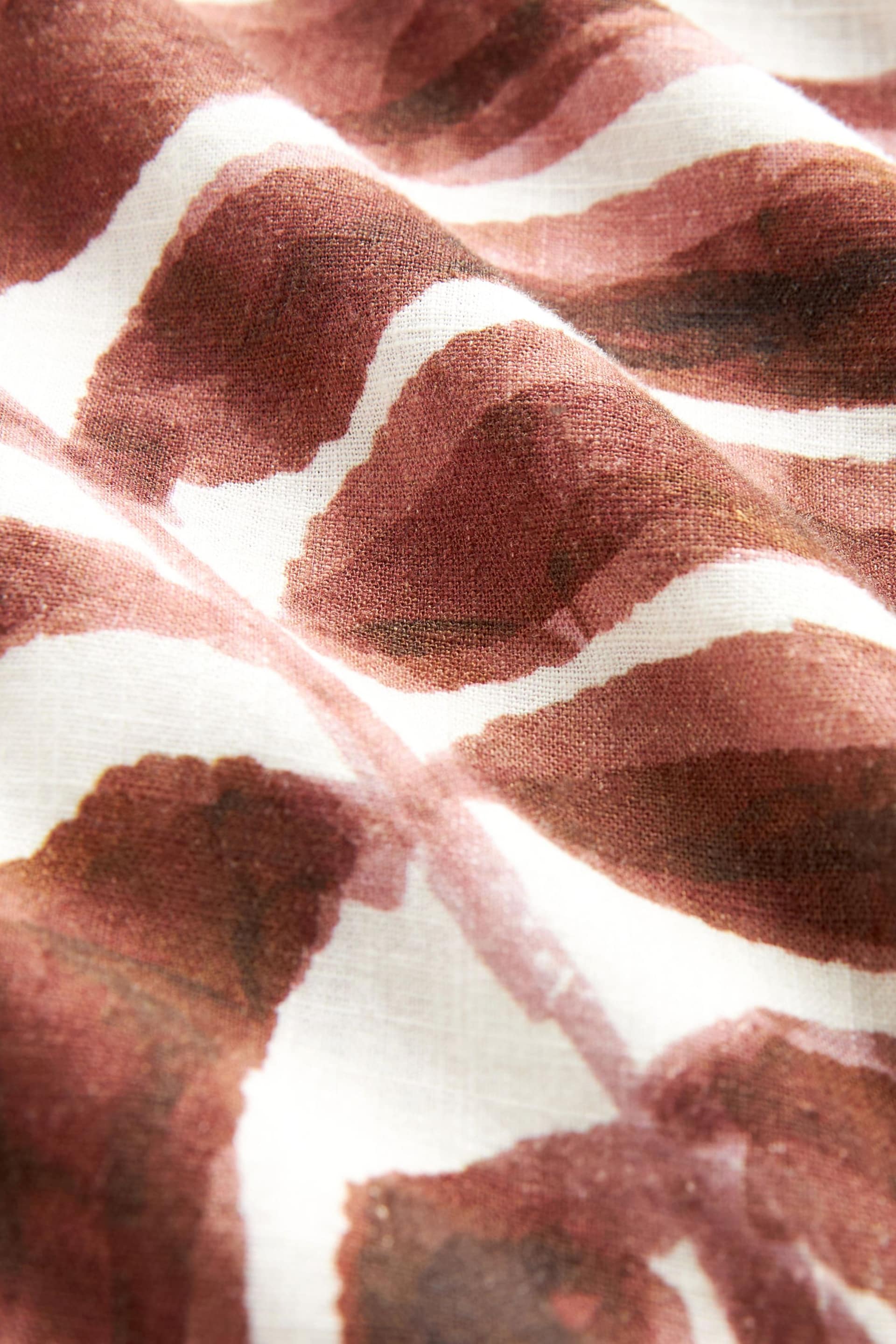 Brown Leaf Linen Blend Hanky Hem Midi Dress - Image 6 of 6