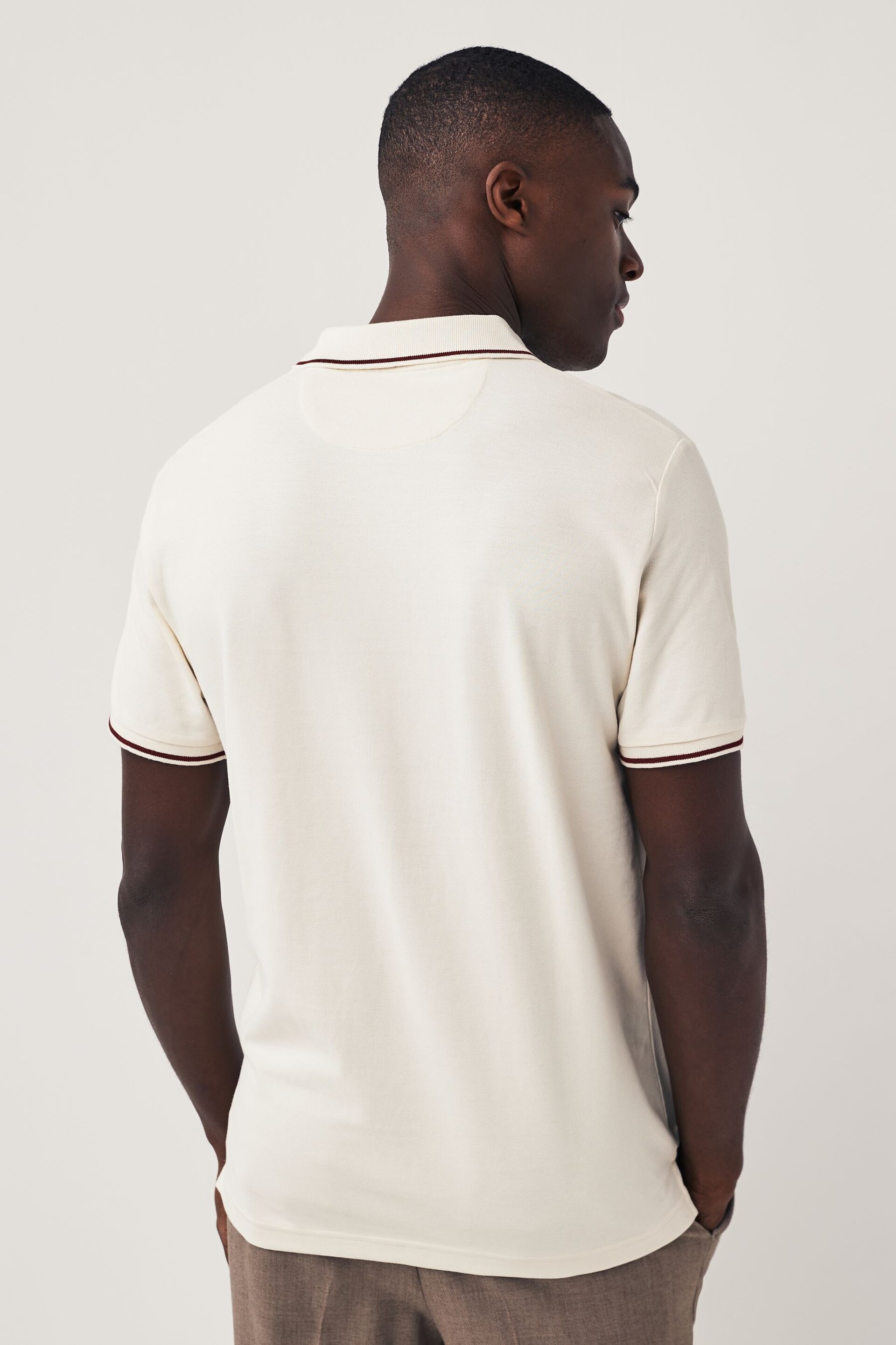 GANT Cream Tipped Piqué Polo Shirt - Image 2 of 3