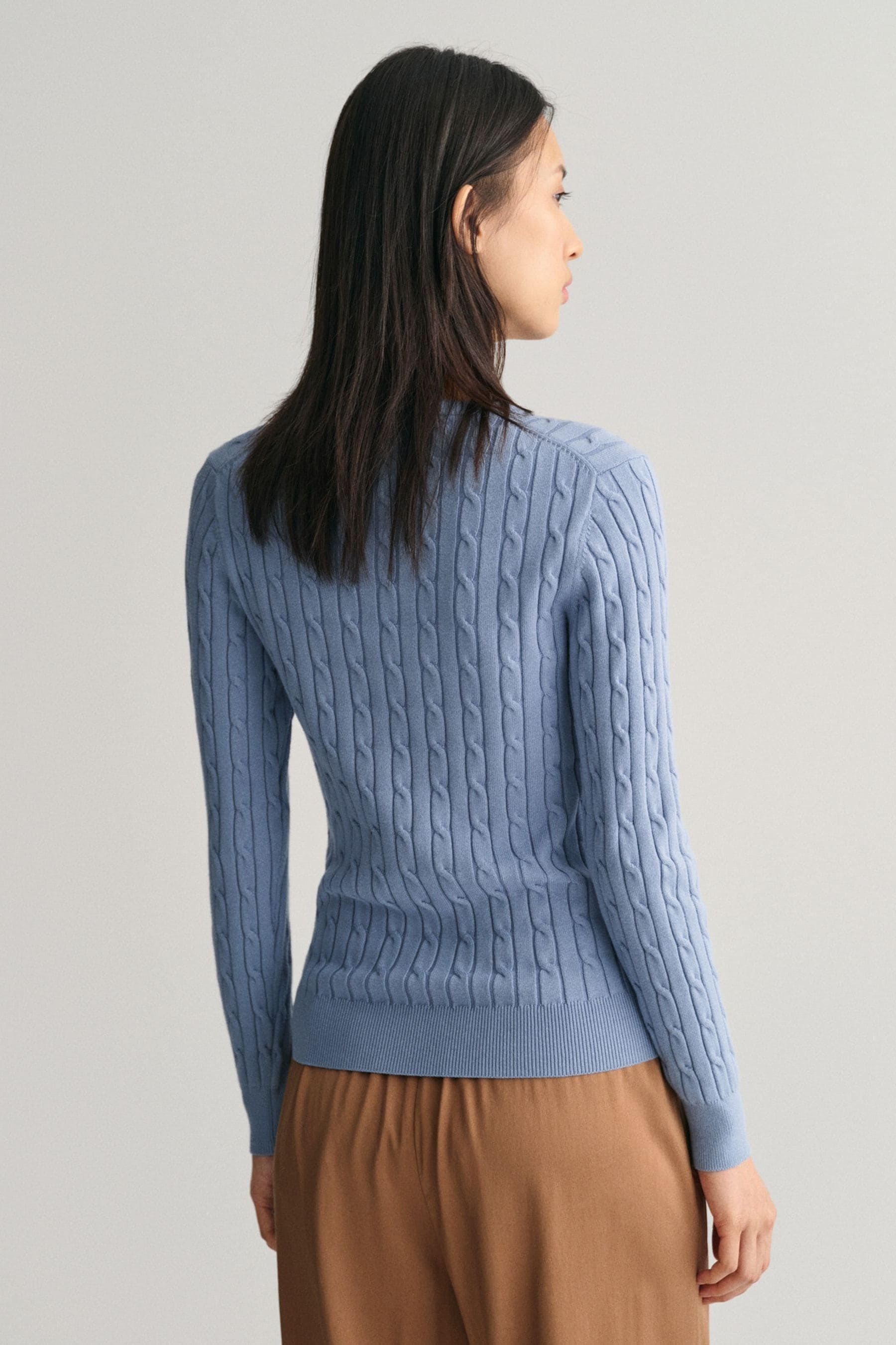 Buy GANT Blue Stretch Cotton Cable Knit Jumper from Next Luxembourg