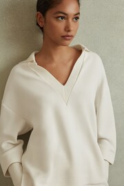 Reiss Cream Bernie Relaxed Open-Collar Jumper - Image 1 of 5