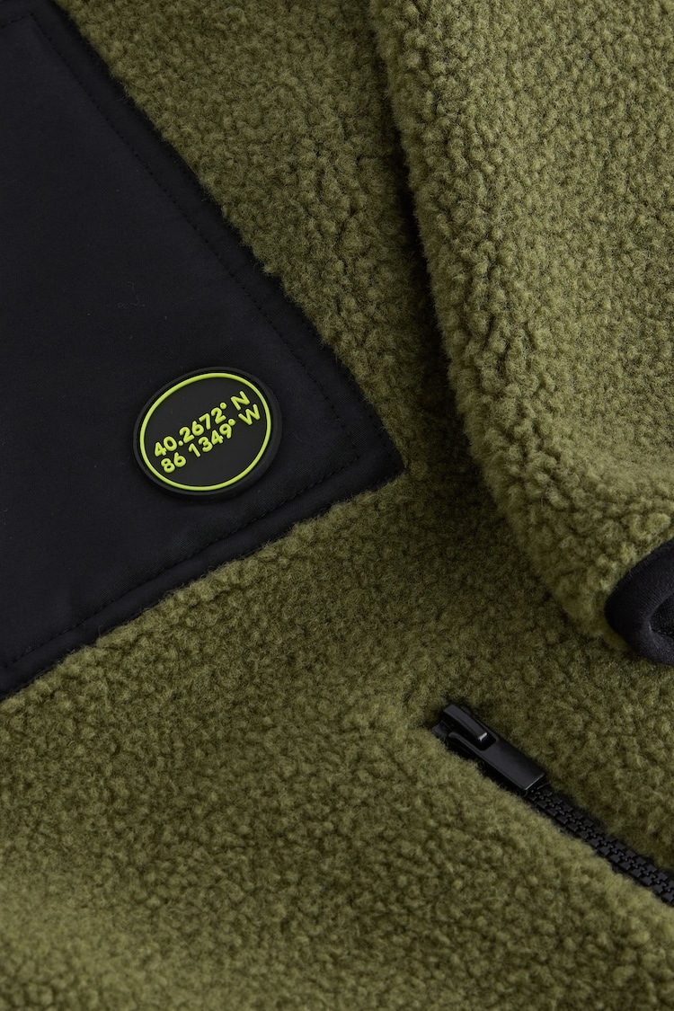 Olive Green Zip Through Borg Fleece (3-16yrs) - Image 4 of 4