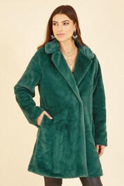 Yumi Green Velvet Faux Fur Coat - Image 1 of 5