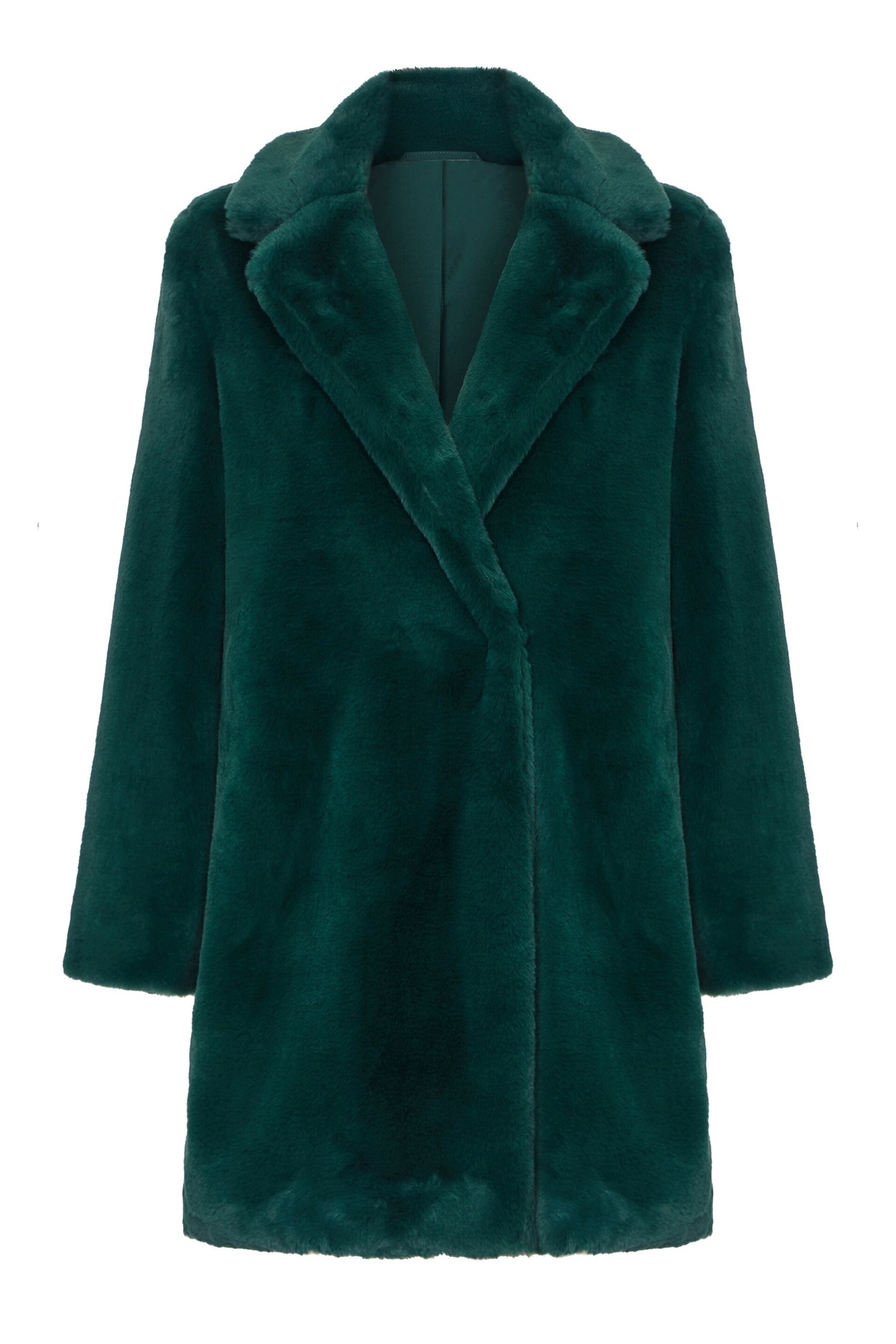 Yumi Green Velvet Faux Fur Coat - Image 5 of 5
