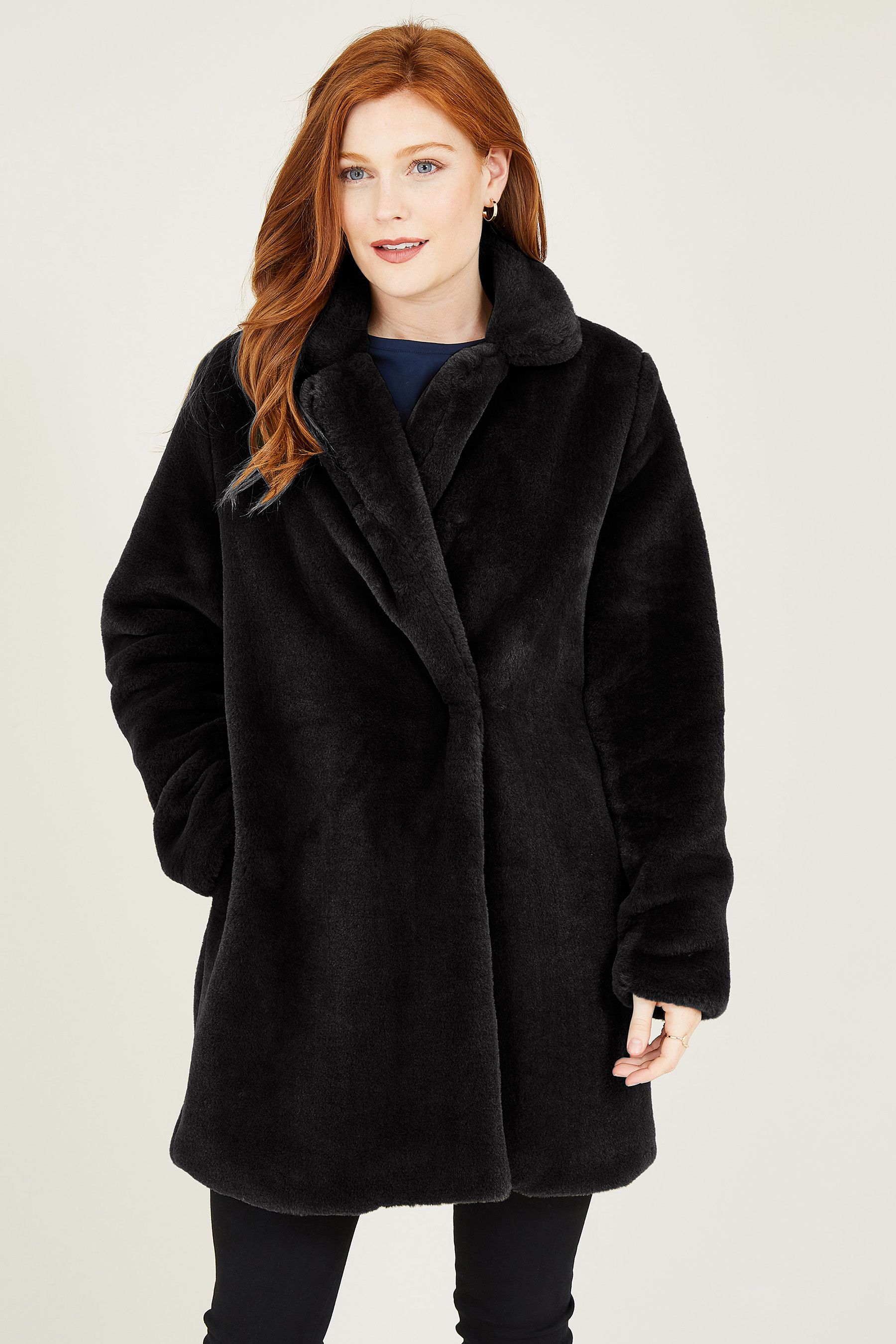 Fur coat women black best sale