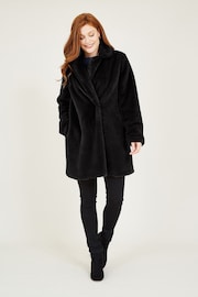 Yumi Black Faux Fur Coat - Image 3 of 5