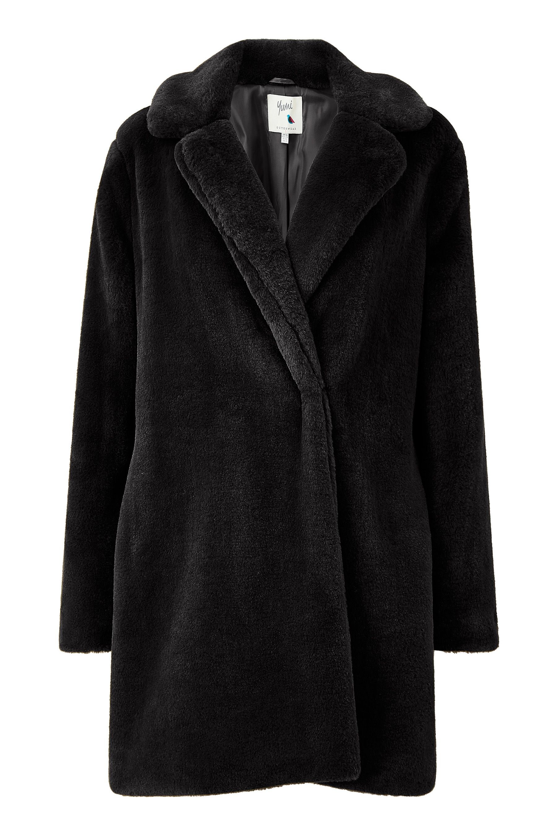 Buy Yumi Black Faux Fur Coat from Next Singapore