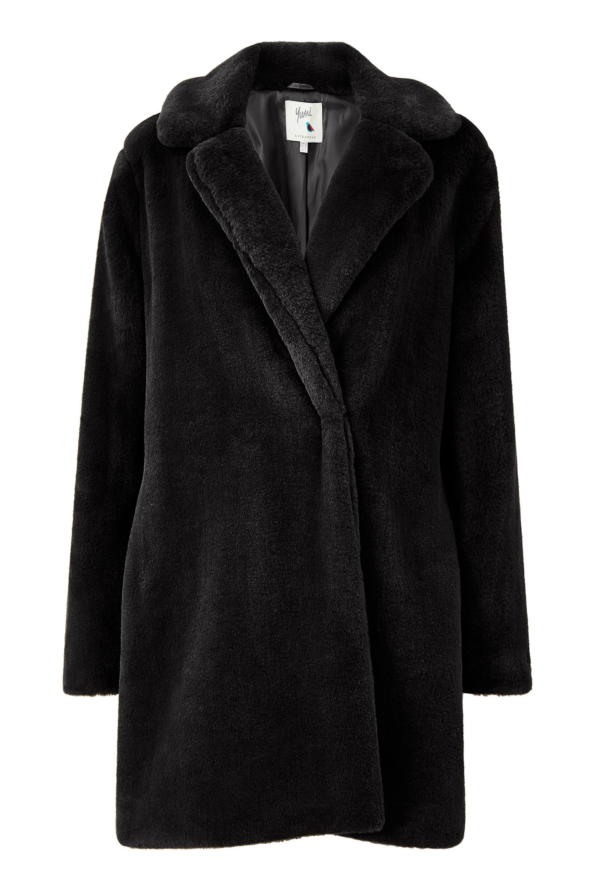 Yumi Black Faux Fur Coat - Image 5 of 5