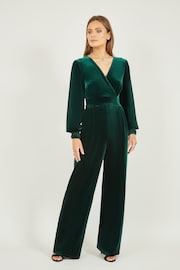 Yumi Green Velvet Long sleeve Jumpsuit - Image 1 of 4